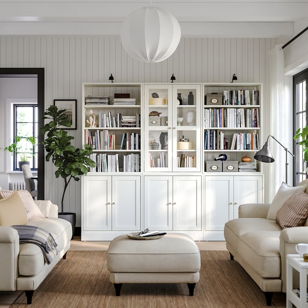 HAVSTA Storage combination w glass doors, white, 243x47x212 cm