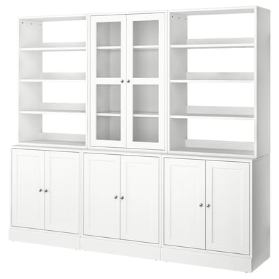 HAVSTA Storage combination w glass doors, white, 243x47x212 cm