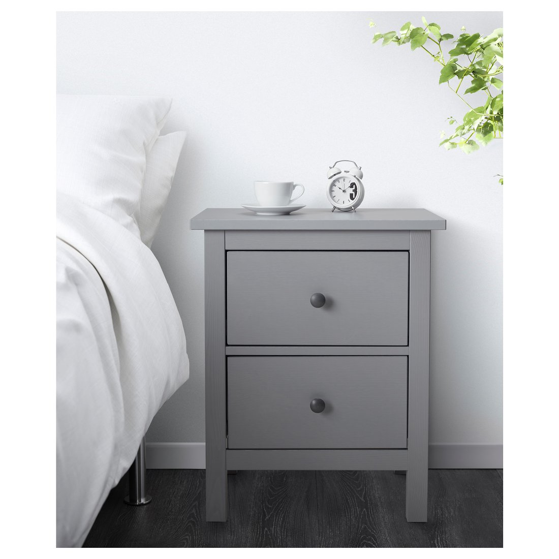 HEMNES Chest of 2 drawers, grey stained, 54x66 cm IKEA