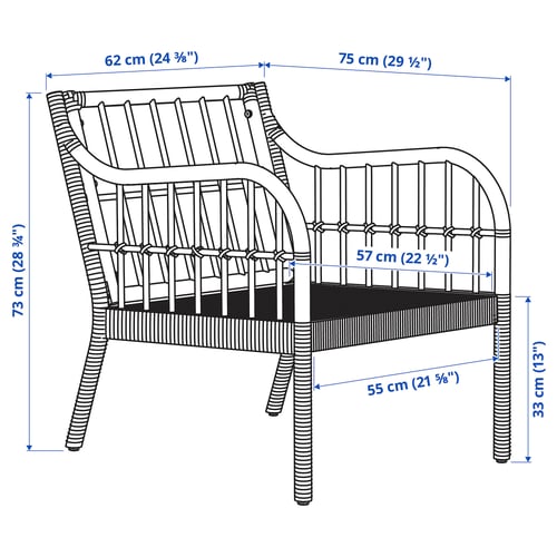 Illustration with measurements for the product: HOLMSTA.