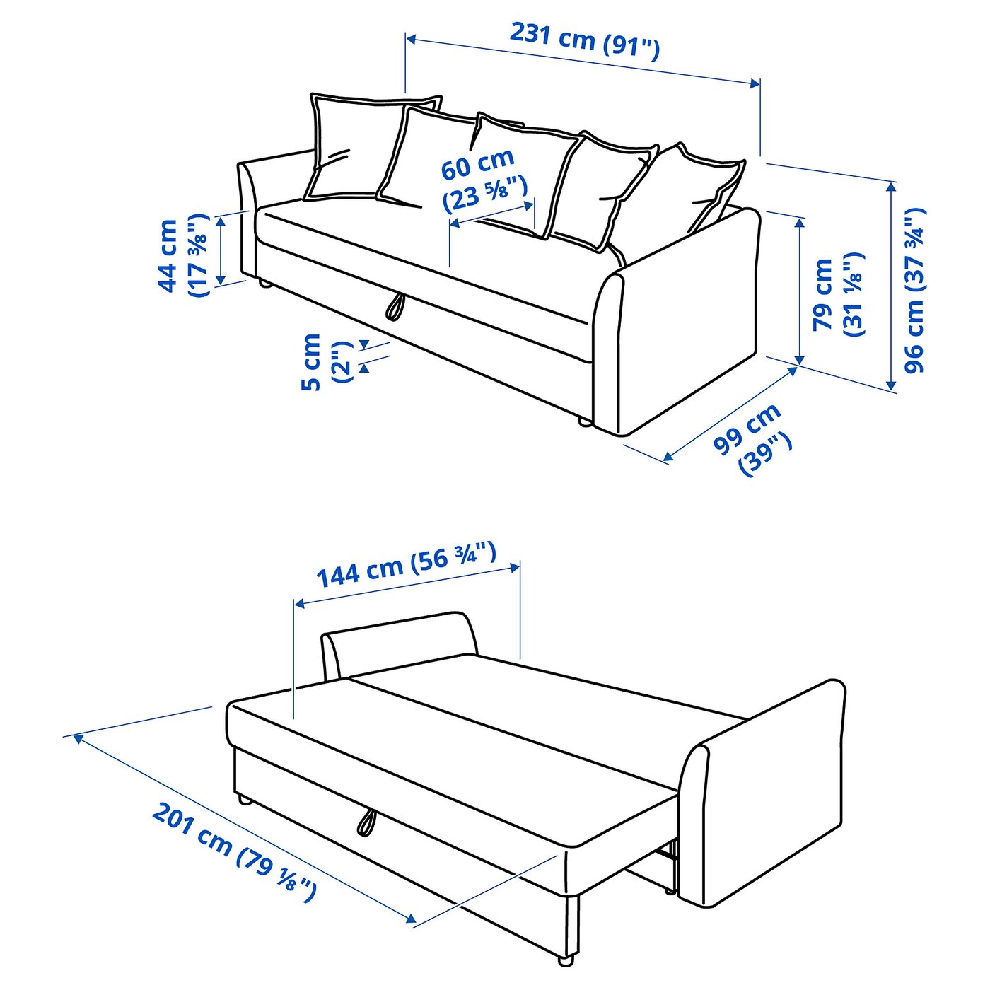 HOLMSUND 3-seat sofa bed, Borgunda beige — picture 8