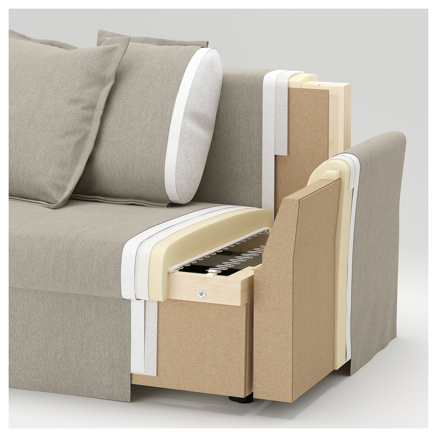 HOLMSUND 3-seat sofa bed, Borgunda beige — picture 7