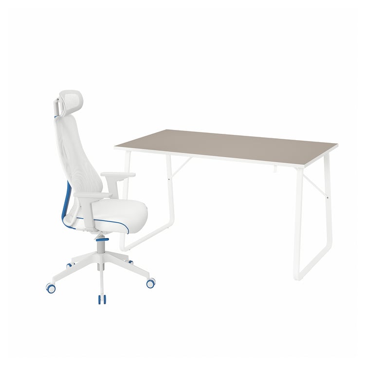 HUVUDSPELARE / MATCHSPEL gaming desk and chair, beige/white IKEA