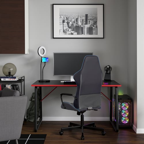HUVUDSPELARE / UTESPELARE gaming desk and chair, black IKEA
