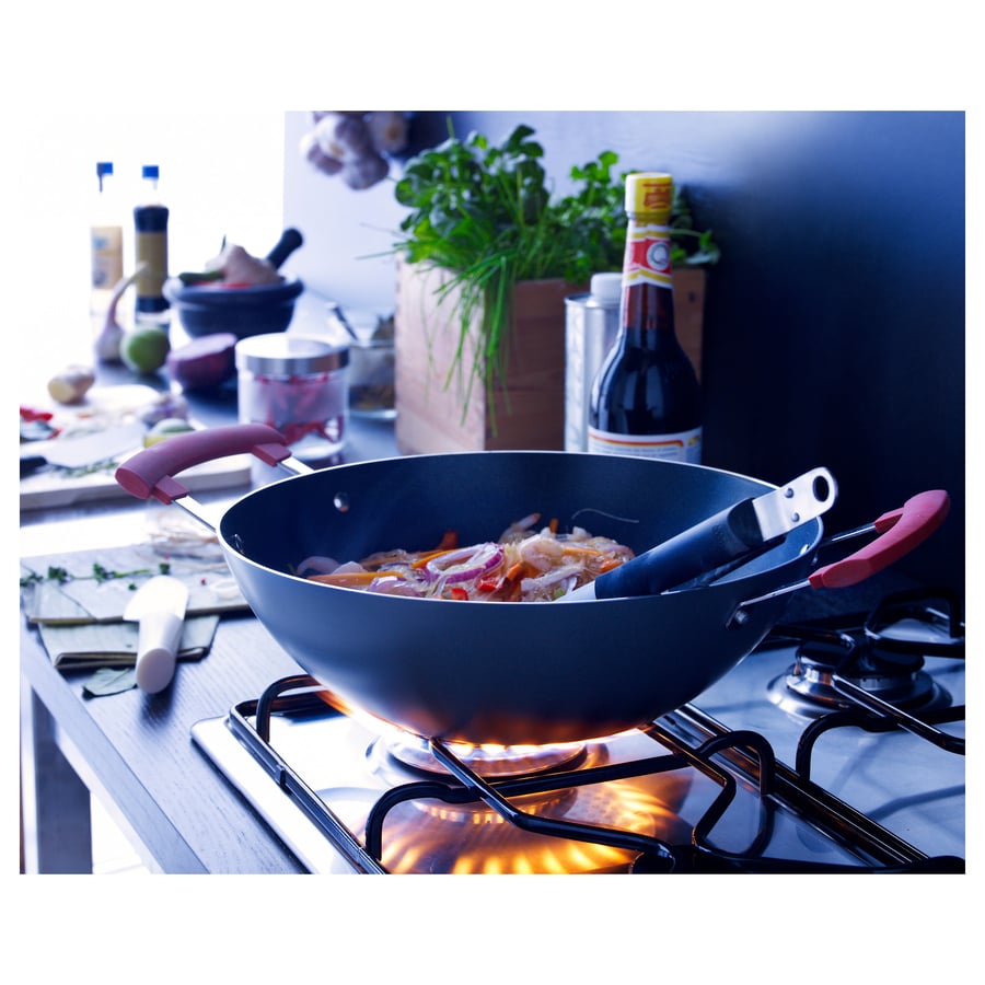 IDENTISK wok with lid, dark grey/aluminium, 32 cm IKEA