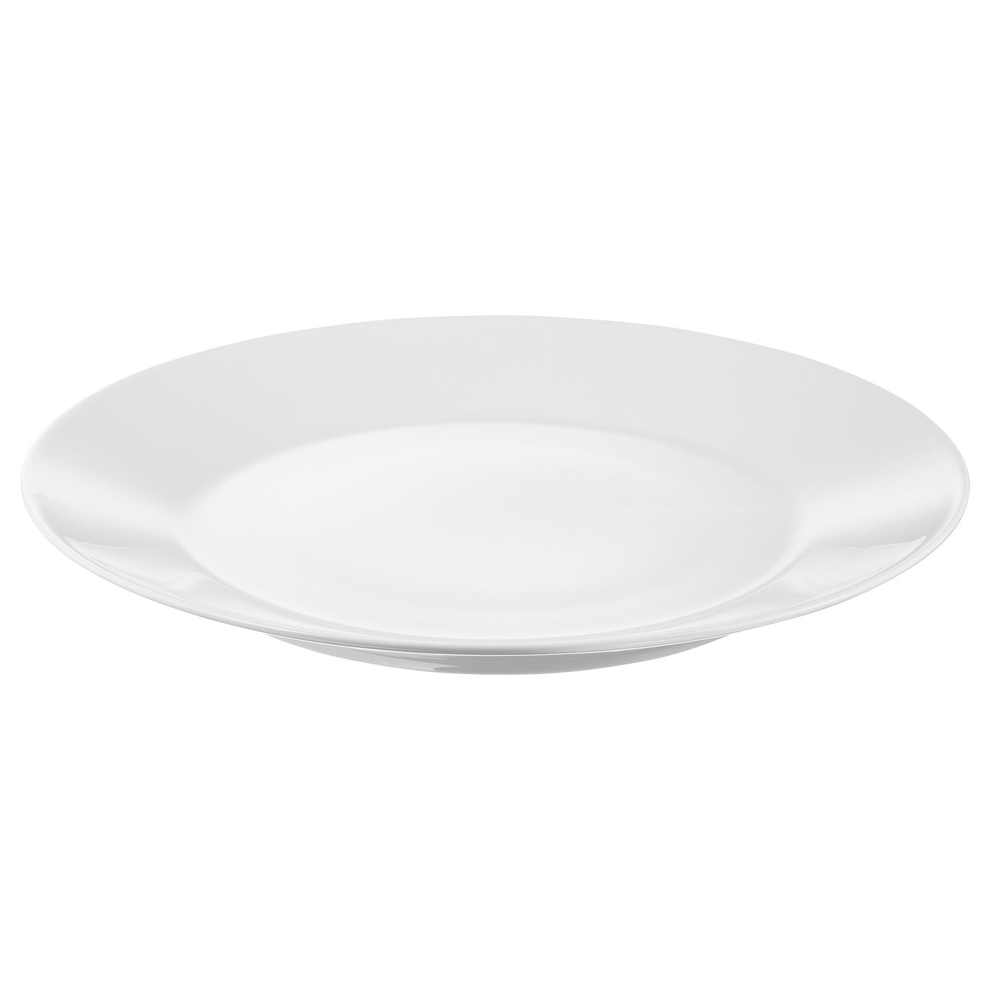 Round, white porcelain dinner plate by IKEA 365+, simple and sleek design.