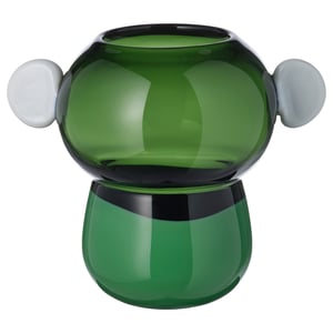IKEA PS 2026 Vase, glass/green/white, 22 cm