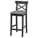 INGOLF Bar stool with backrest, brown-black/Nolhaga grey-beige, 65 cm
