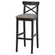 Option: INGOLF Bar stool with backrest, brown-black/Nolhaga grey-beige, 75 cm