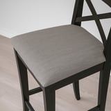 INGOLF Bar stool with backrest, brown-black/Nolhaga grey-beige, 65 cm