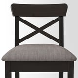 INGOLF Bar stool with backrest, brown-black/Nolhaga grey-beige, 65 cm