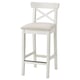 Option: INGOLF Bar stool with backrest, white/Hallarp beige, 65 cm