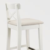 INGOLF Bar stool with backrest, white/Hallarp beige, 65 cm