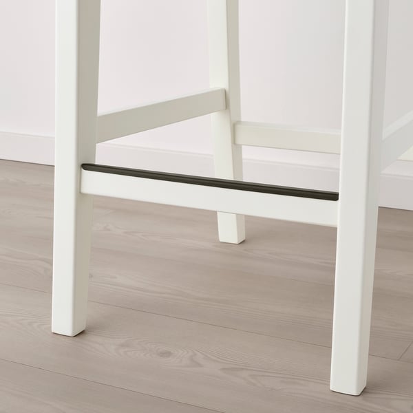 INGOLF Bar stool with backrest, white/Hallarp beige, 65 cm