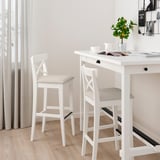 INGOLF Bar stool with backrest, white/Hallarp beige, 75 cm