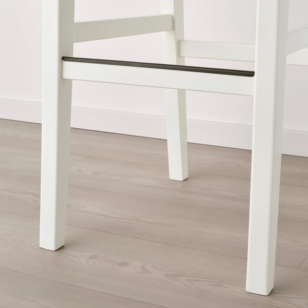INGOLF Bar stool with backrest, white/Hallarp beige, 75 cm