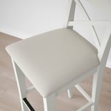 INGOLF Bar stool with backrest, white/Hallarp beige, 75 cm