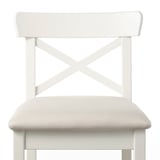 INGOLF Bar stool with backrest, white/Hallarp beige, 75 cm
