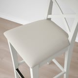 INGOLF Bar stool with backrest, white/Hallarp beige, 65 cm