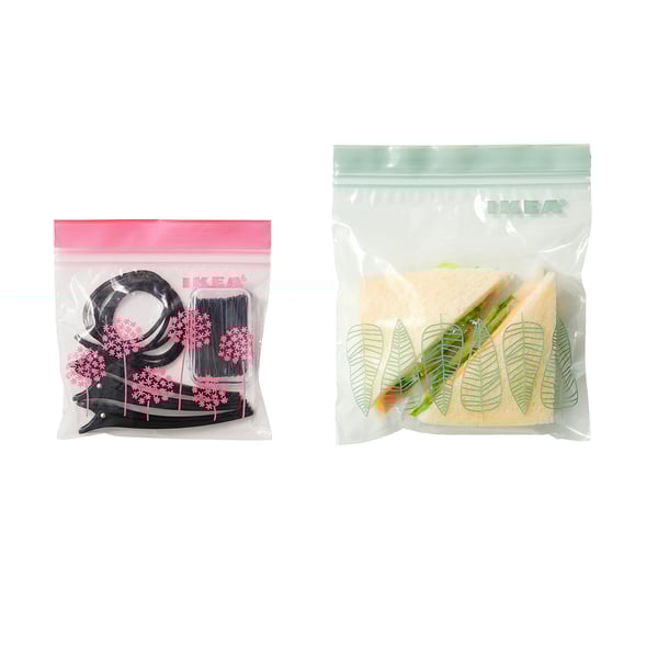 ISTAD Resealable bag, pink/green, 1/0.4 l