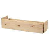 An IVAR wooden storage drawer, natural, rectangular, made of solid pine.