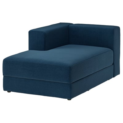 JÄTTEBO Chaise longue module, left, with armrest/Samsala dark blue