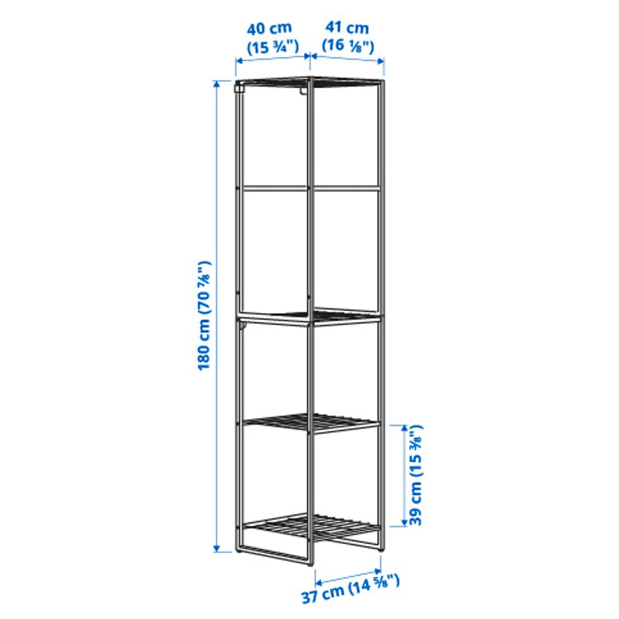 JOSTEIN shelving unit, in/outdoor/metal white, 41x40x180 cm IKEA
