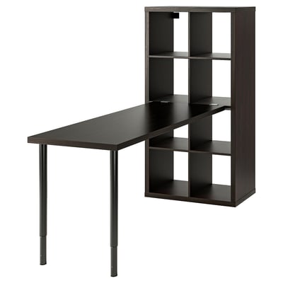 KALLAX / LAGKAPTEN Desk combination, black/black-brown, 77x179x147 cm