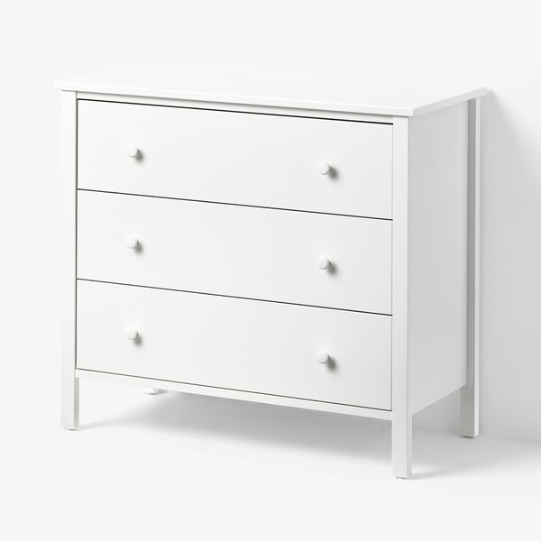 KILBERGET Chest of 3 drawers, white/anchor/unlock-function, 86x78 cm