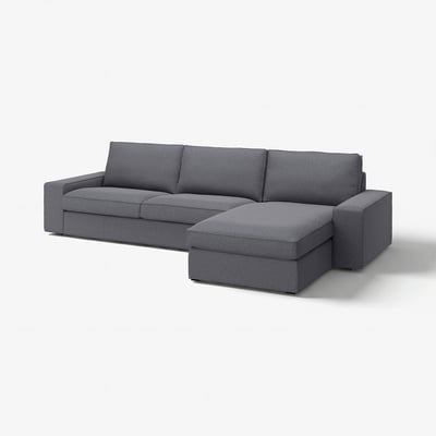 KIVIK 4-seat sofa with chaise longue, Gunnared medium grey
