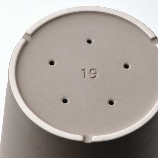 KLARBÄR plant pot with saucer, in/outdoor greybrown, 19 cm IKEA