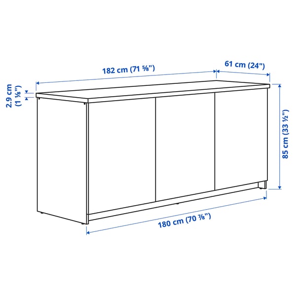 KNOXHULT Base cabinet with doors, white, 180x85 cm