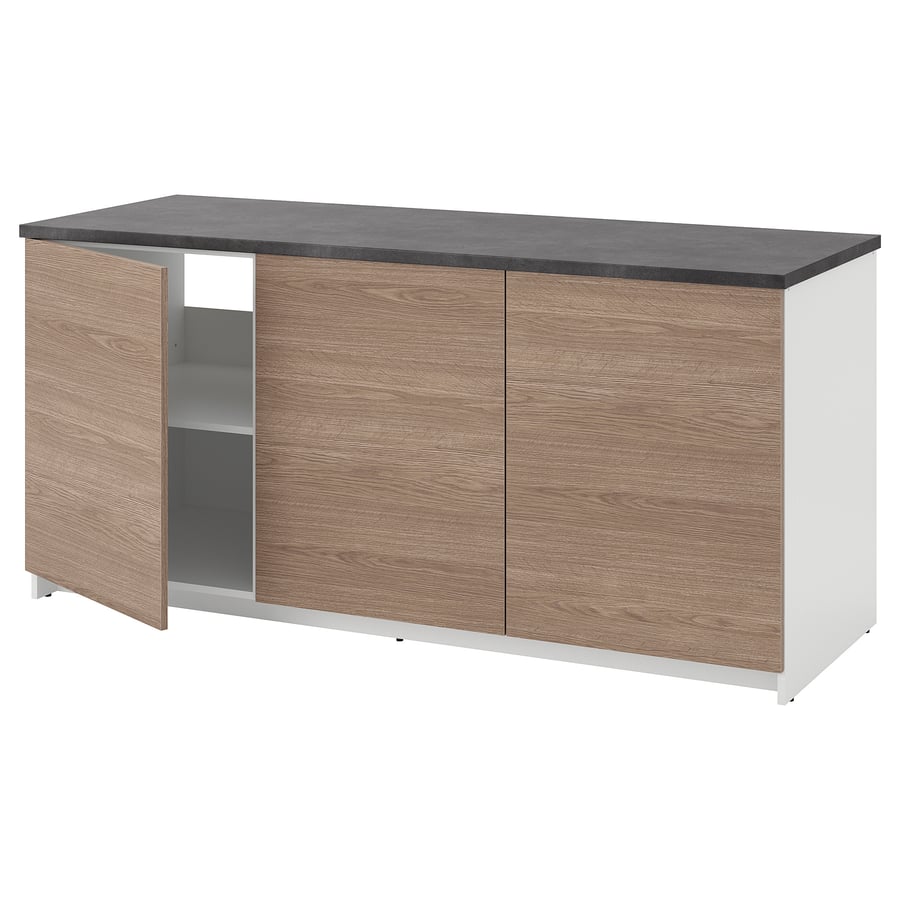 KNOXHULT base with doors, wood effect/grey, 180x85 cm IKEA