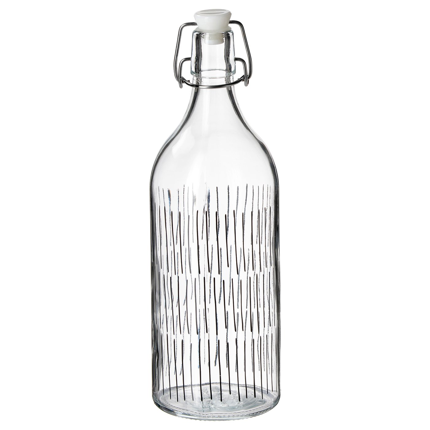KORKEN Bottle with stopper clear glass/patterned black IKEA