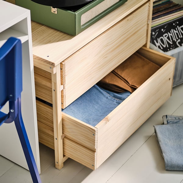 KRONÖREN Chest of 2 drawers, pine, 76x48x55 cm