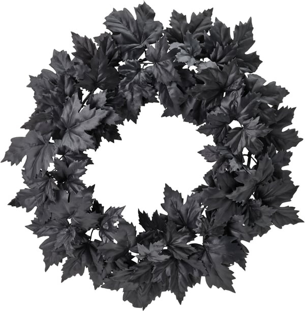 KUSTFYR Artificial wreath, in/outdoor black, 60 cm