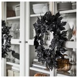 KUSTFYR Artificial wreath, in/outdoor black, 60 cm