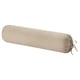 Rolled beige bolster pillow with tied closure.