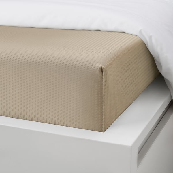 LÄKEVÄNDEROT Fitted sheet, beige, 180x200 cm