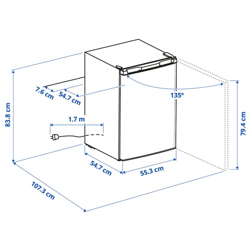 Illustration with measurements for the product: LAGAN.