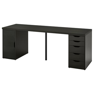LAGKAPTEN / ALEX Desk, black-brown/black, 200x60 cm
