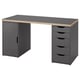 LAGKAPTEN / ALEX Desk, grey/wood effect, 140x60 cm