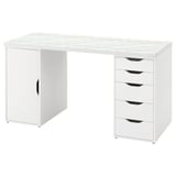 LAGKAPTEN / ALEX Desk, grid multicolour/white, 140x60 cm