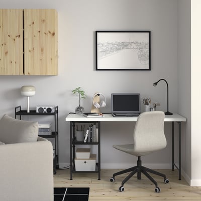 LAGKAPTEN / SPÄND Desk, white/black, 140x60 cm