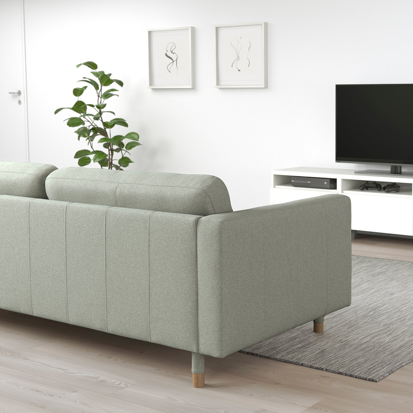 LANDSKRONA 2-seat sofa, Gunnared light green/wood — picture 3
