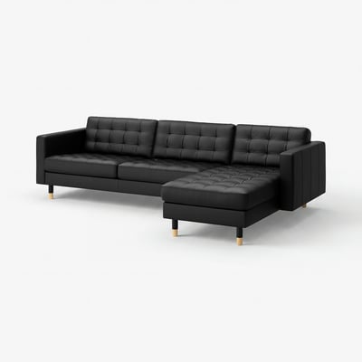 LANDSKRONA 4-seat sofa, with chaise longue/Grann/Bomstad black/wood