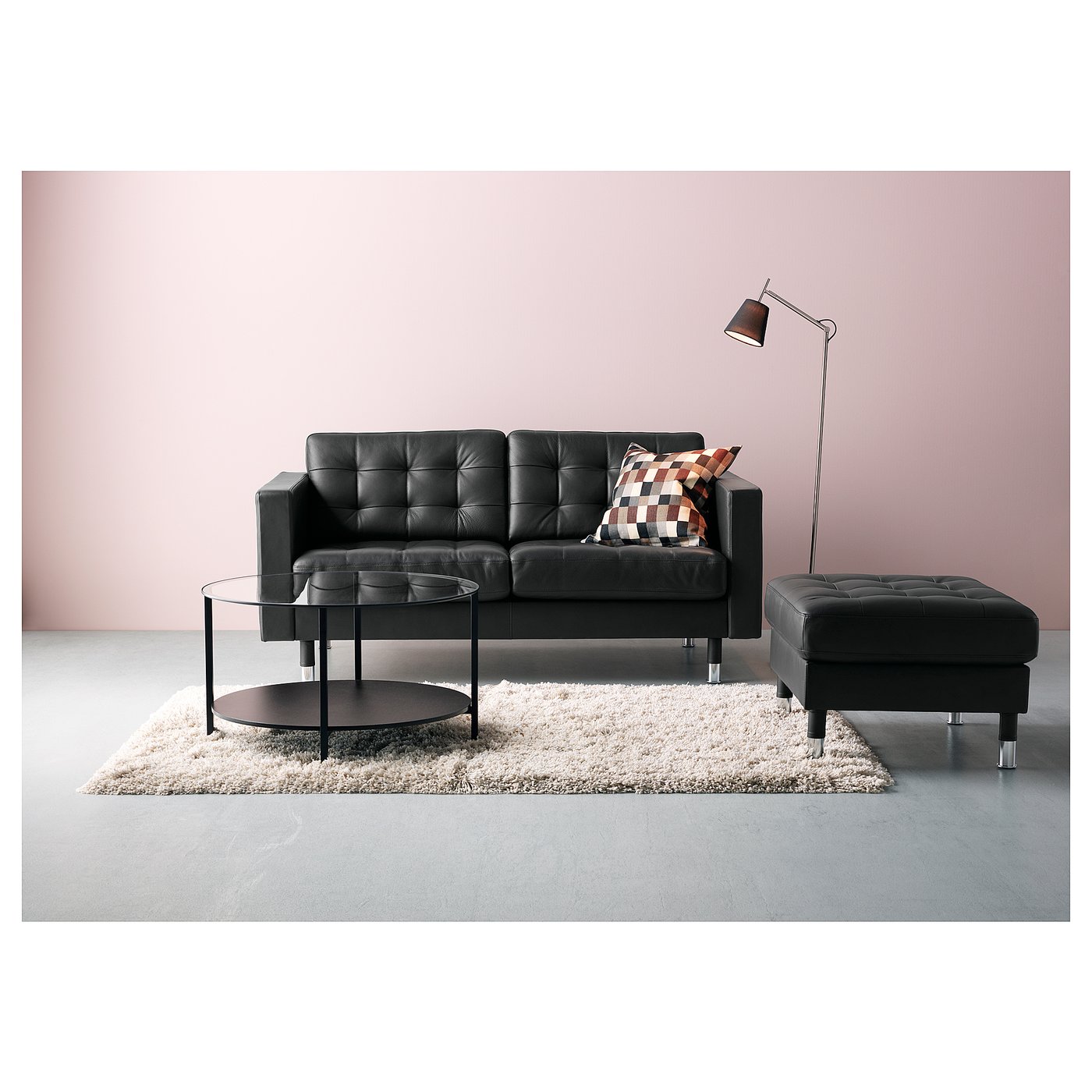 LANDSKRONA two-seat sofa, Grann/Bomstad black/metal — picture 3