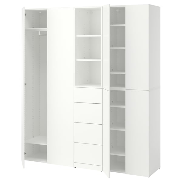The white LASTARE storage unit with multiple shelves and compartments. Modern, minimalist design with a clean white finish.