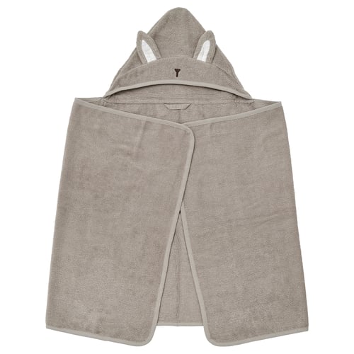 LEN Baby towel with hood, beige/bunny-shaped, 60x125 cm