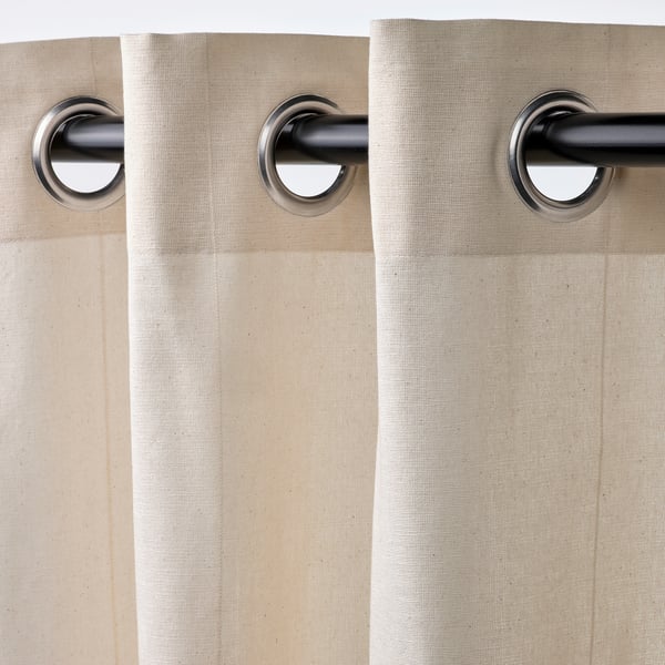 LENDA Curtains with tie-backs, 1 pair, off-white/with eyelets, 140x250 cm